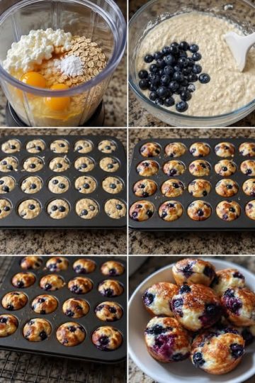 Fluffy Blueberry Cottage Cheese Pancake Bites