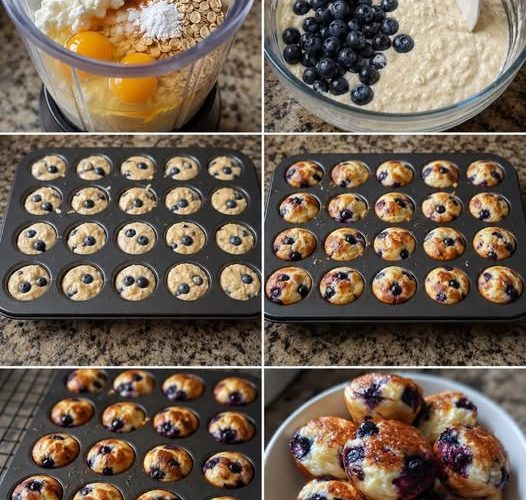 Fluffy Blueberry Cottage Cheese Pancake Bites