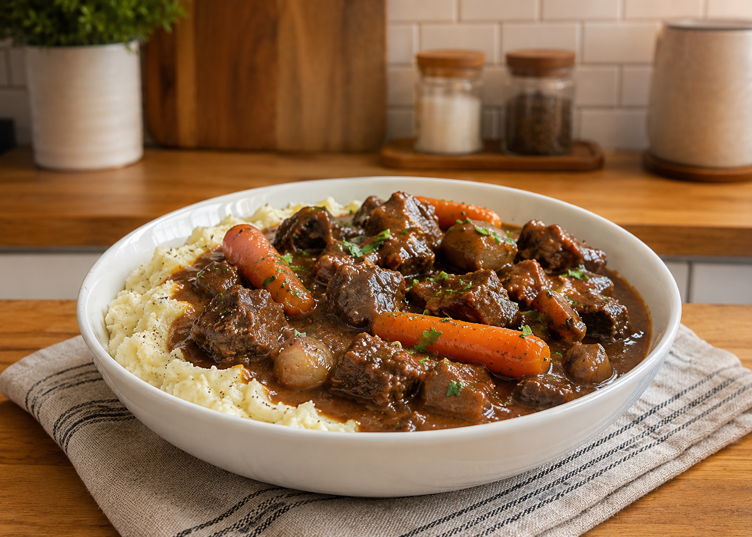 Beef Stew with Mashed Potatoes