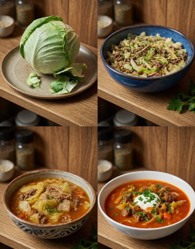 Cabbage and Ground Beef Soup.