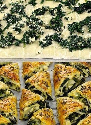 Spinach & Cheese Puff Pastry Triangles