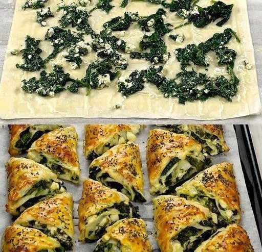 Spinach & Cheese Puff Pastry Triangles