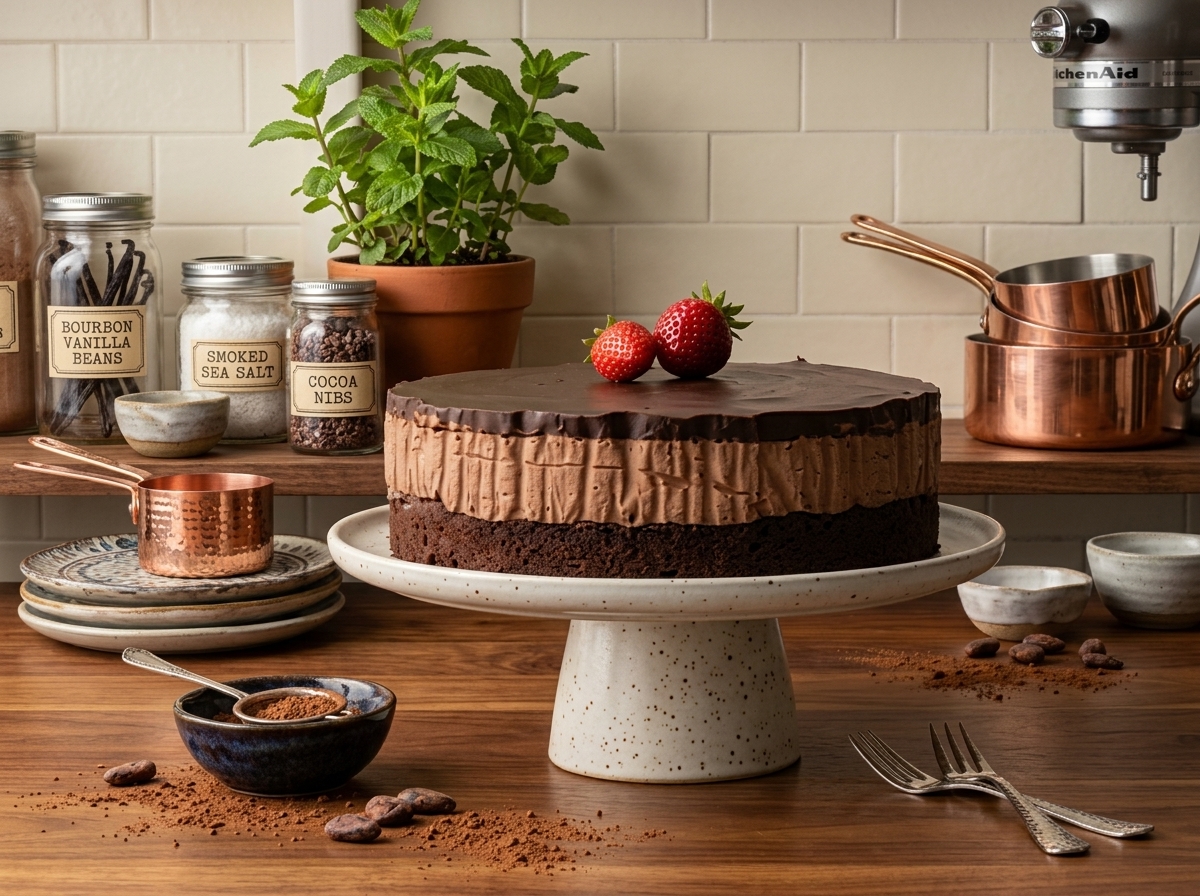 Triple Chocolate Mousse Cake Dessert