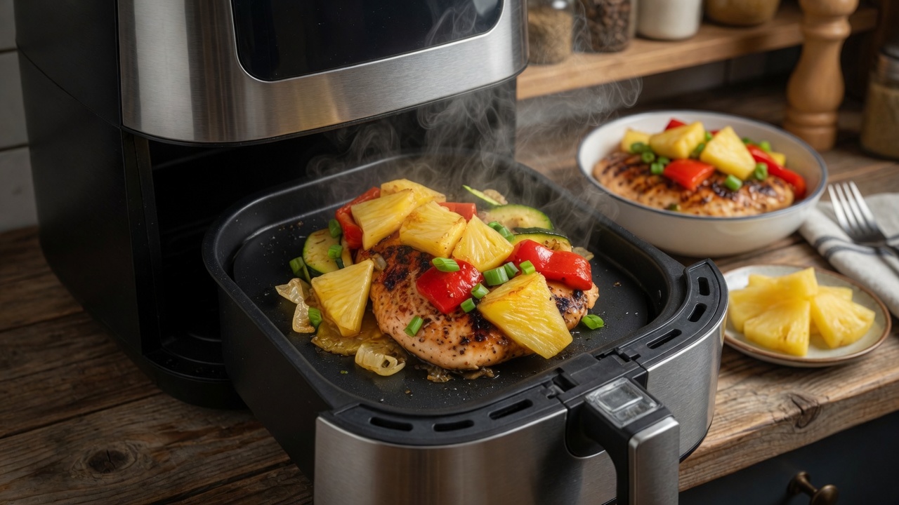 Air Fryer Teriyaki Pineapple Chicken Foil Packets