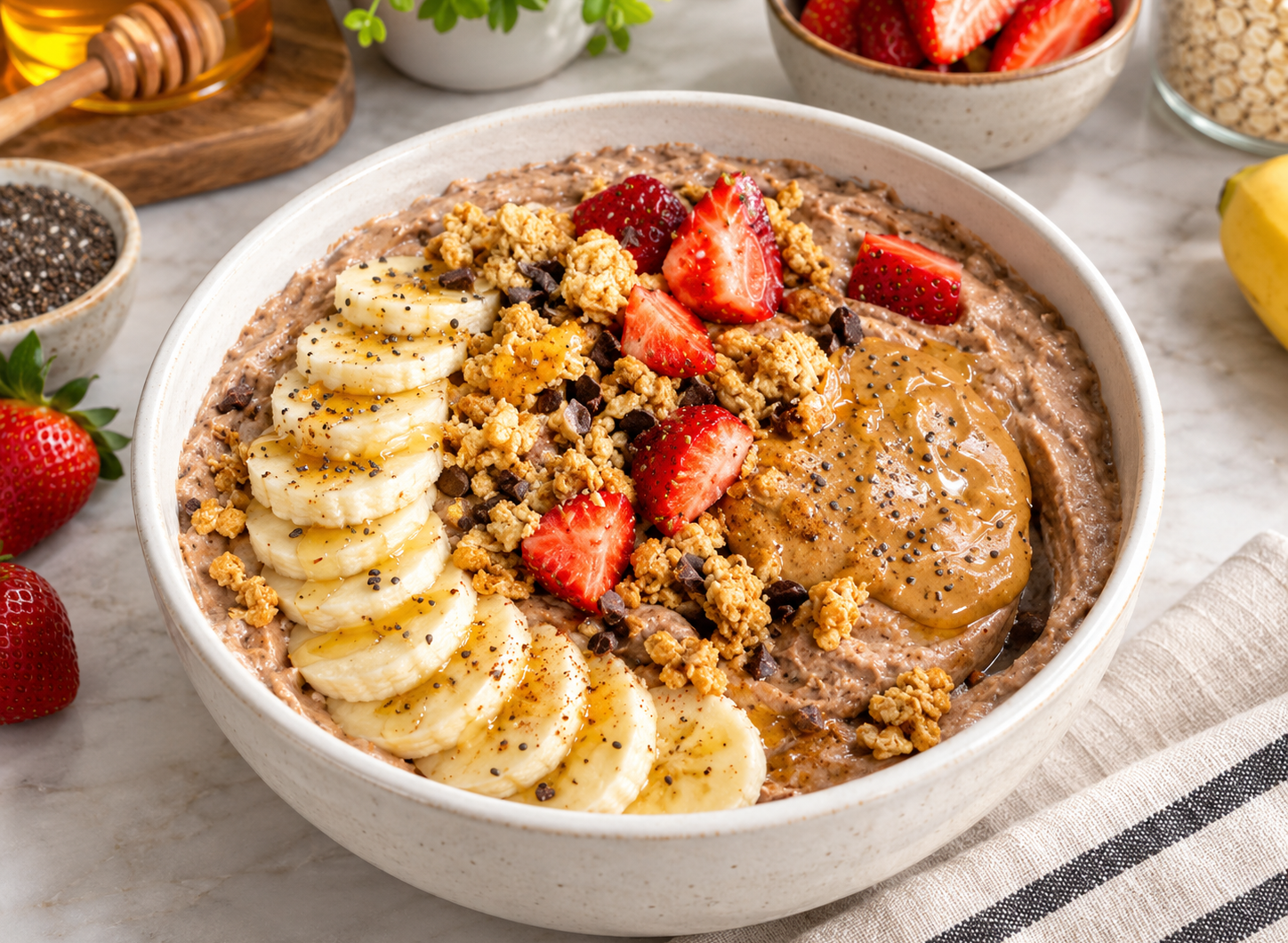 High Protein Chocolate Peanut Butter Yogurt Bowl