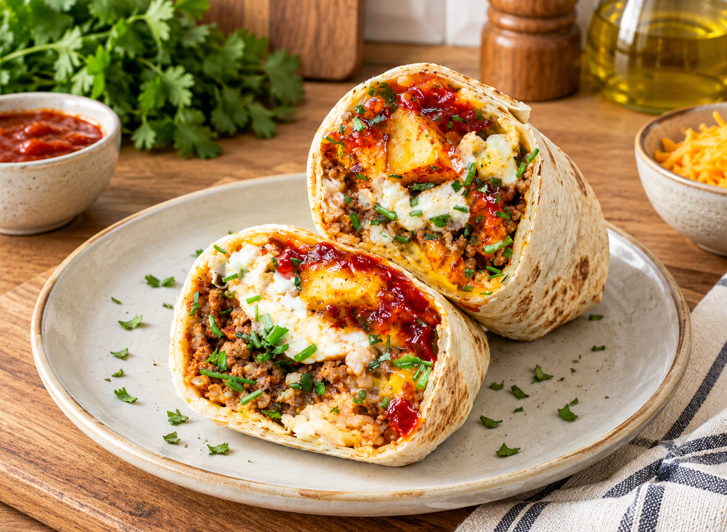 High Protein Breakfast Burritos