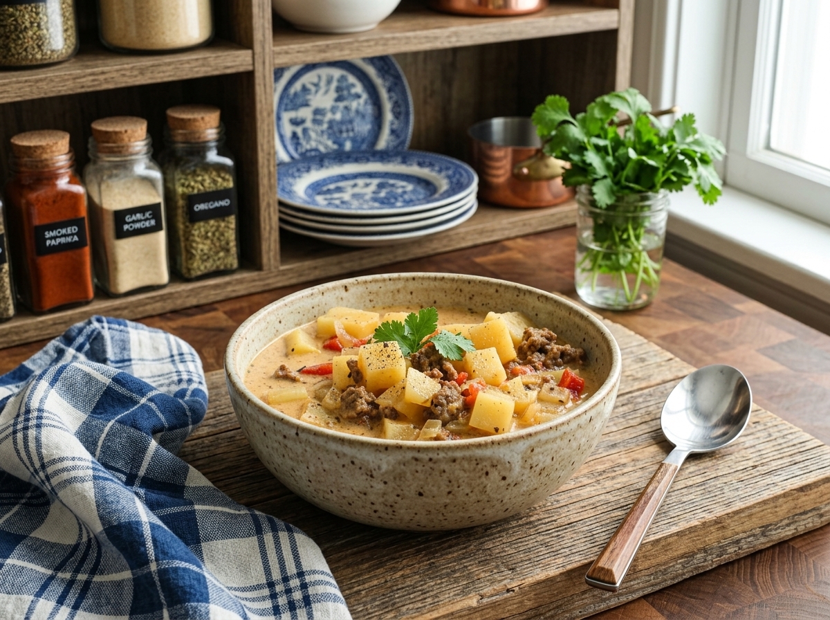 Healthy Crockpot Potato and Hamburger Soup